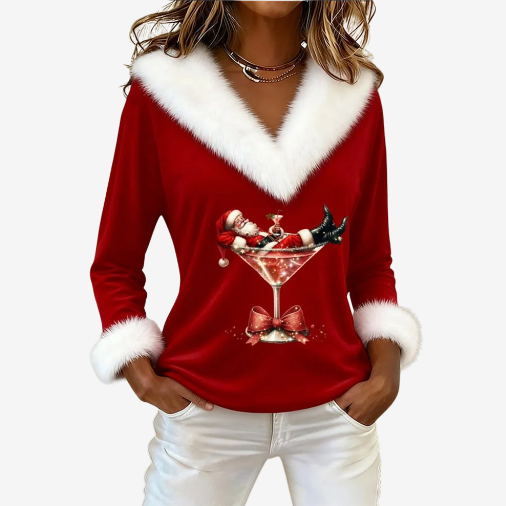 Tara | Weihnachts Damenpullover Mit Modernem V-Ausschnitt