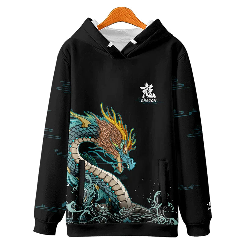 Year of The Dragon Hoodie mit edlem Print Design