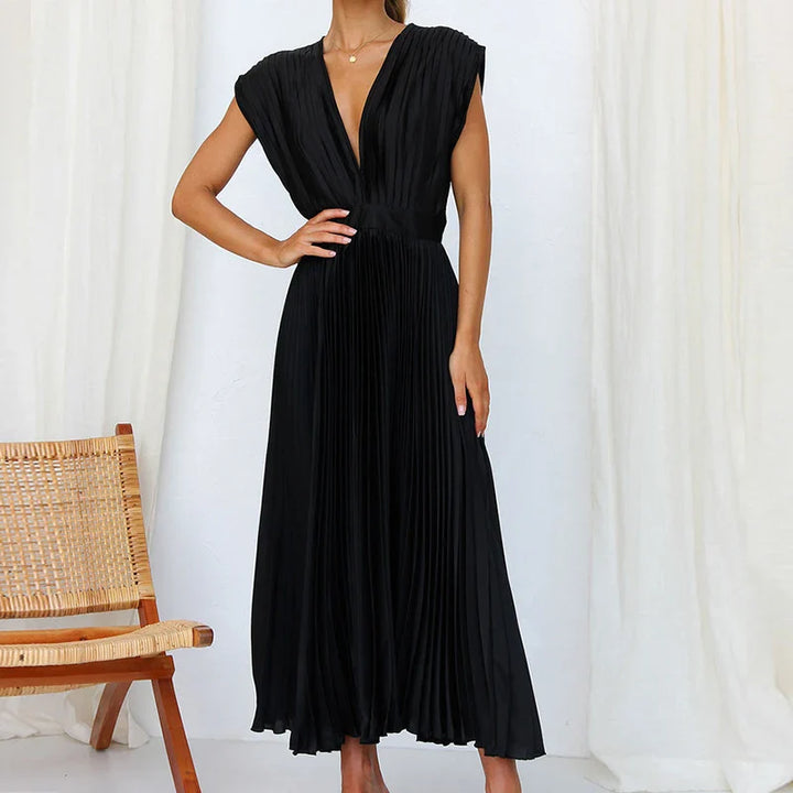 Hedwig | Ärmelloses Faltenkleid mit Reißverschluss für stilvolle Damen