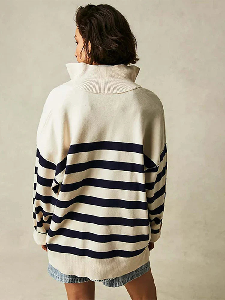 Aldina | Retro gestreifter Pullover mit weichem Kragenrand