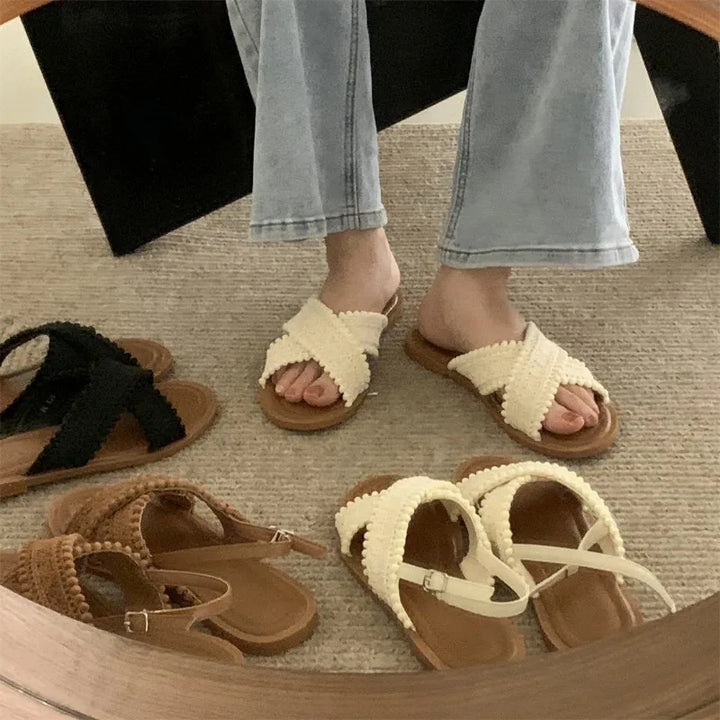 2024 Sommer Sandalen mit gekreuzten Bändern und Komfortsohle