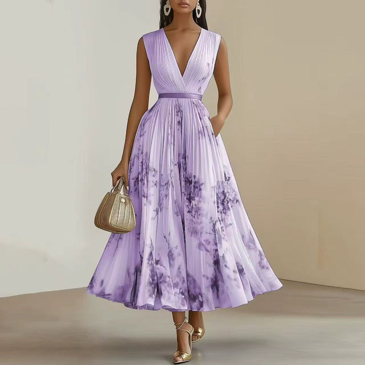 Mia | Damen Maxikleid elegant plissiert und chic