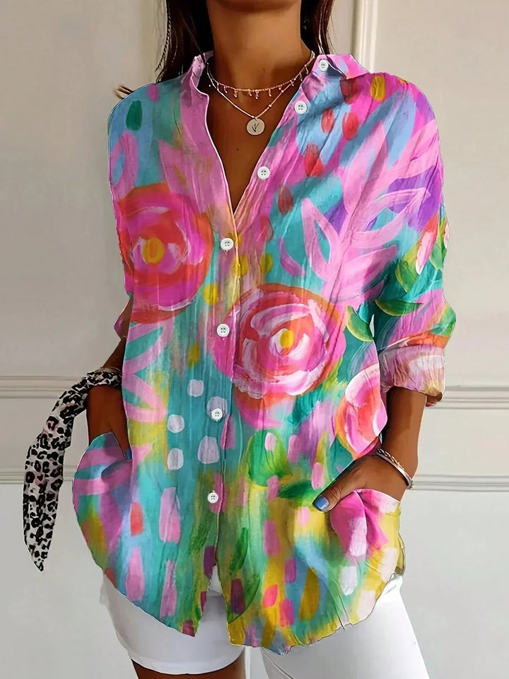Amelia | Damenbluse mit elegantem abstraktem Print