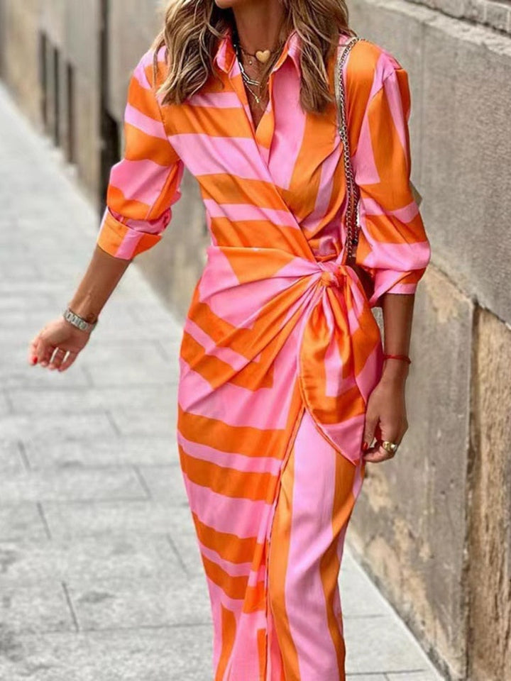Sommerkleid mit schickem Kragen, Gürtel und elegantem Design