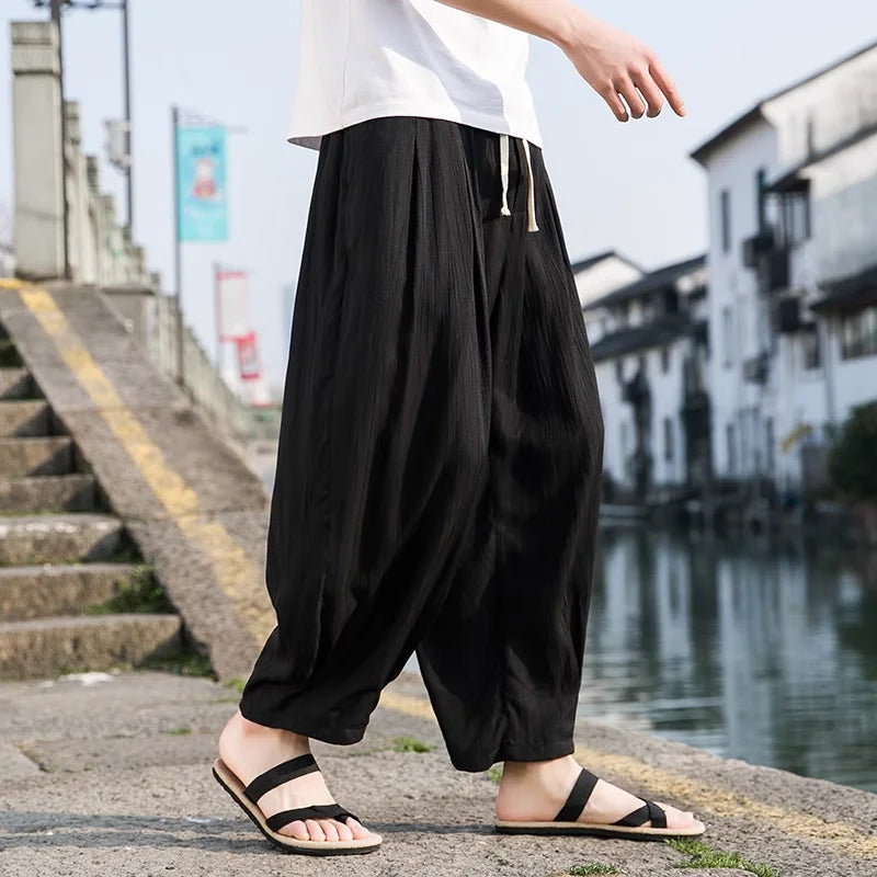 Zen Baggy Leinenhose mit weitem Schnitt für Damen