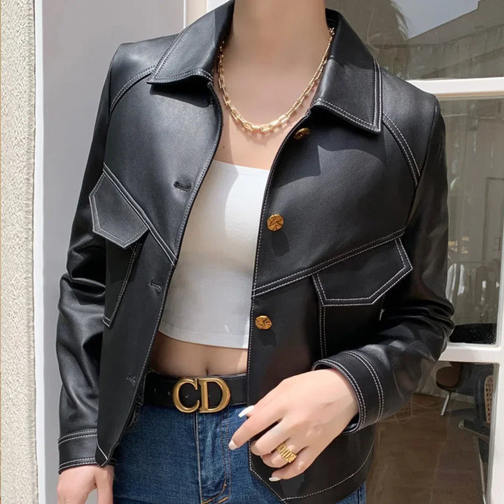 Harlow Kunstlederjacke mit weichem Innenfutter und Reißverschluss