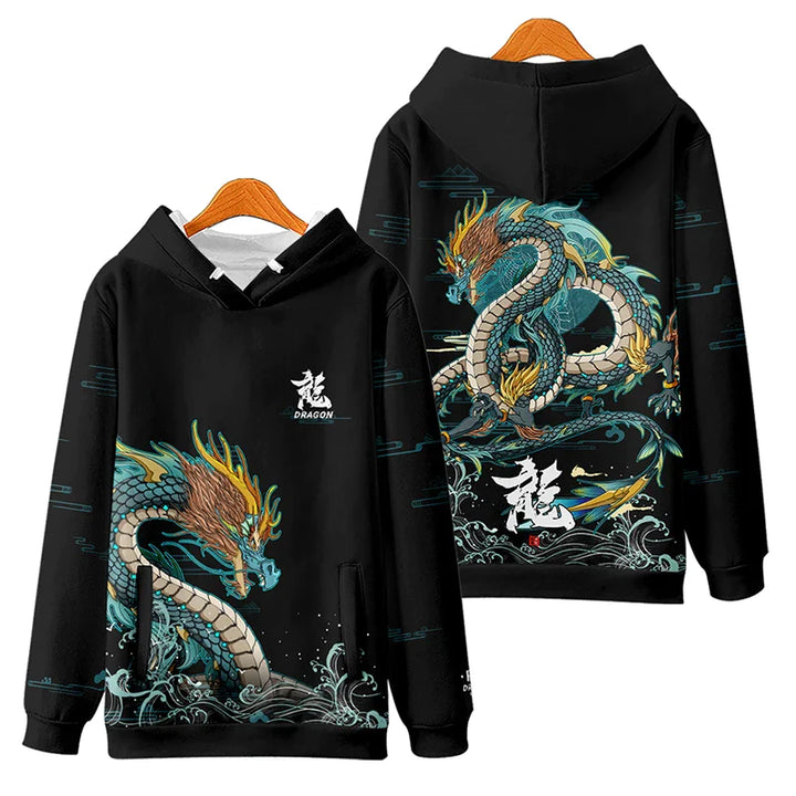 Year of The Dragon Hoodie mit edlem Print Design