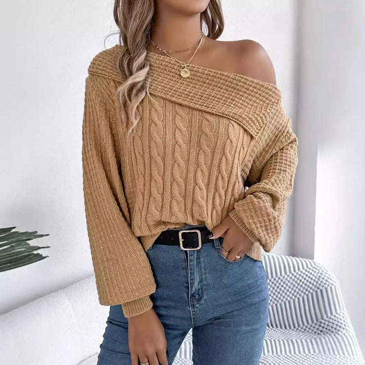 Maya | Schulterfreier Strickpullover im Modernen Stil