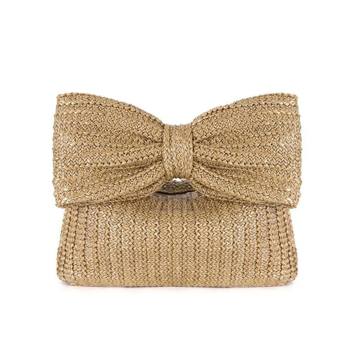 Bow Weave Handtasche mit Flechtoptik in Naturfarben