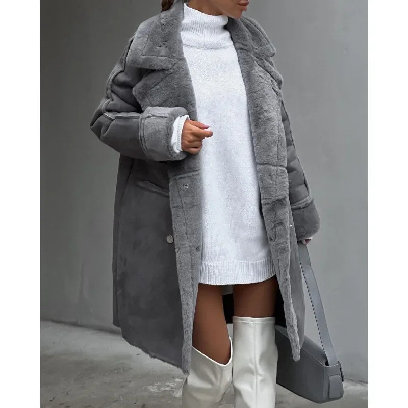 Lina | Warmer Wintermantel aus weichem Kunstpelzstoff