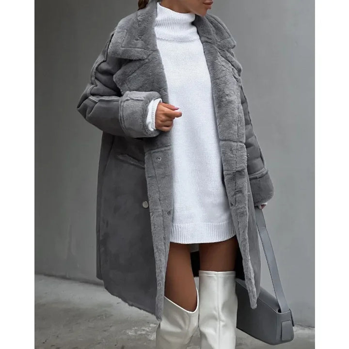 Lina | Warmer Wintermantel aus weichem Kunstpelzstoff