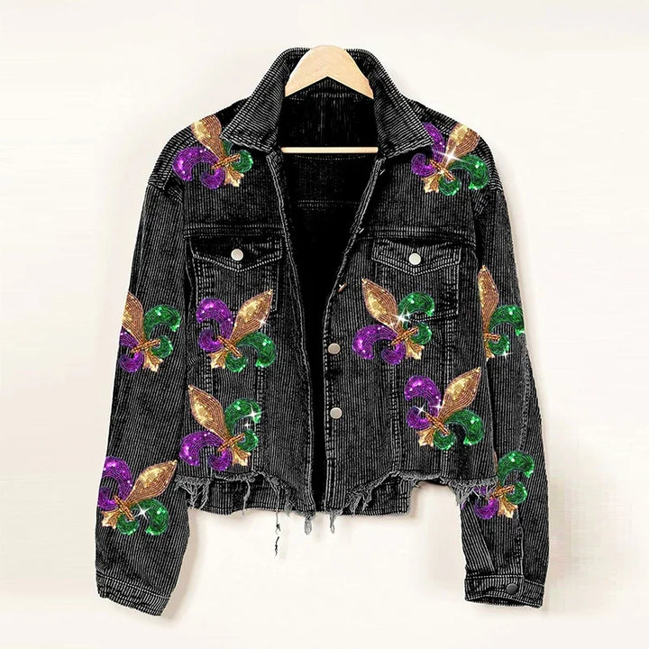 Royal Fleur | Modische abgeschnittene Cordjacke für Damen