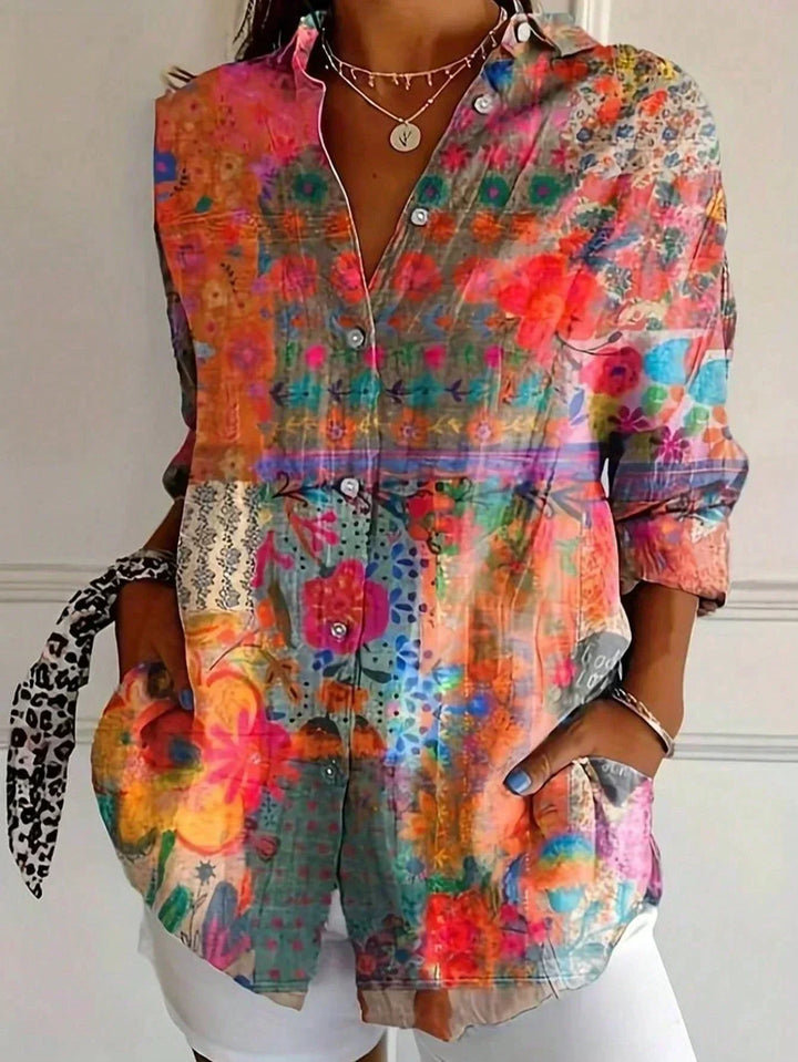 Amelia | Damenbluse mit elegantem abstraktem Print