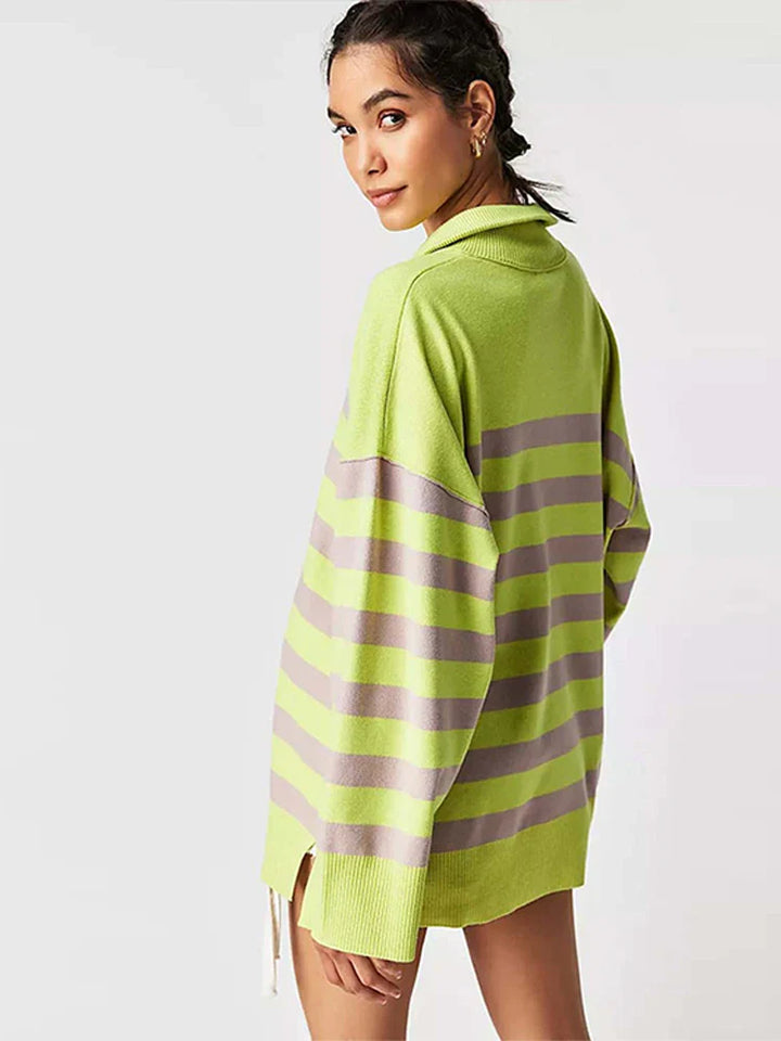Aldina | Retro gestreifter Pullover mit weichem Kragenrand