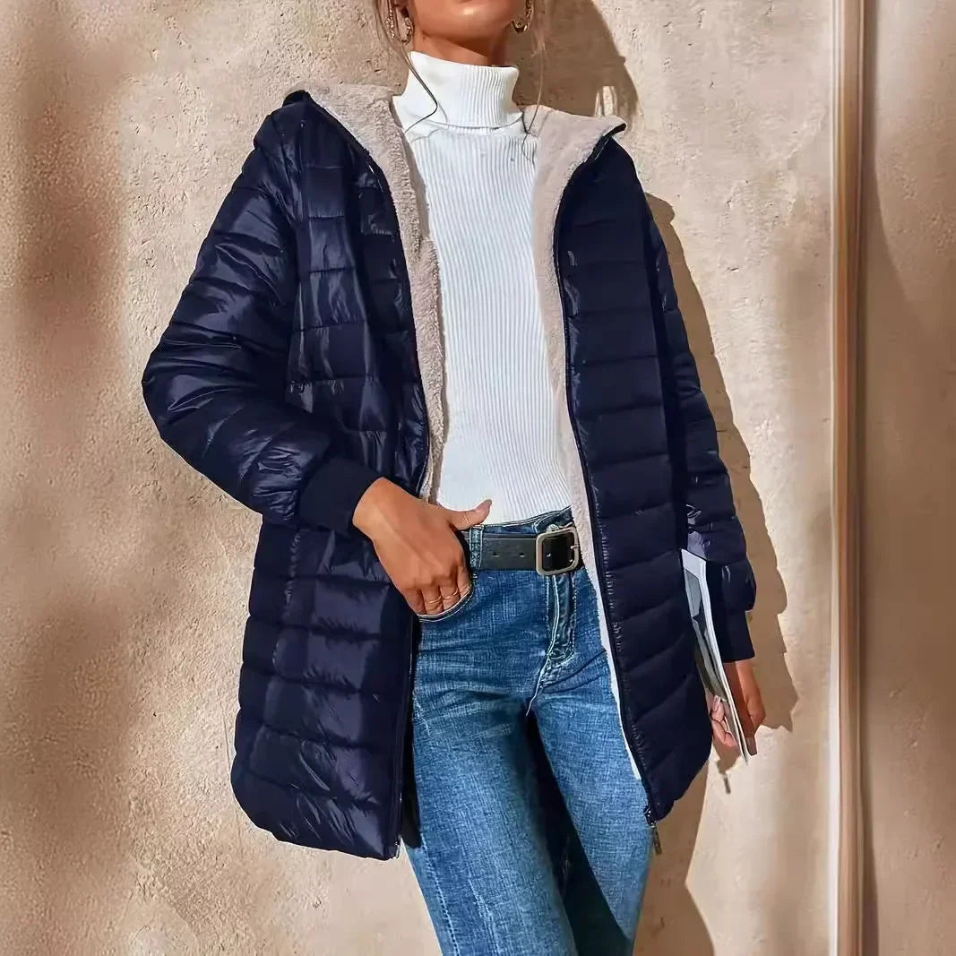 Zara | Lange gesteppte Damenjacke für Herbst/Winter