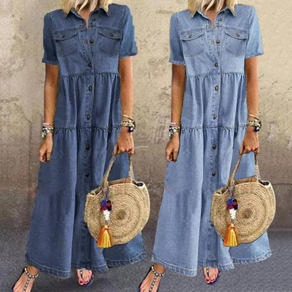 Hera | Denim-Kleid mit eleganter Bauchpartie