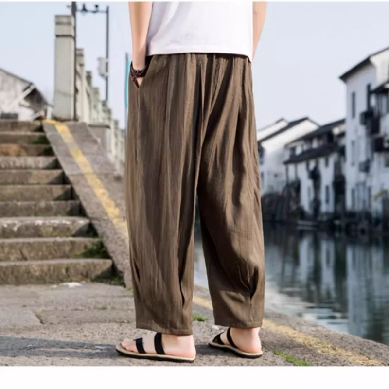 Zen Baggy Leinenhose mit weitem Schnitt für Damen