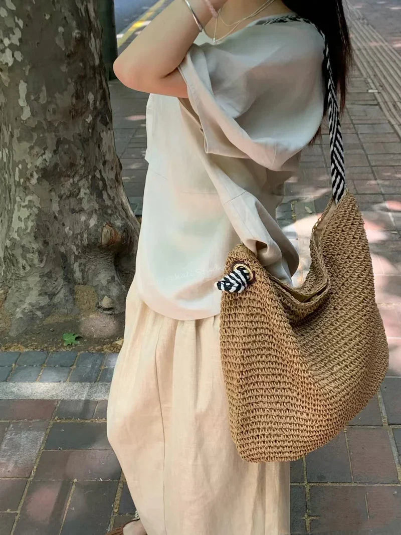 Alina | Boho Geflochtene Tote Bag für Alltag