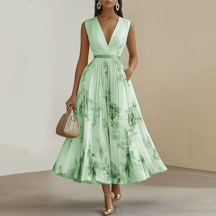 Mia | Damen Maxikleid elegant plissiert und chic