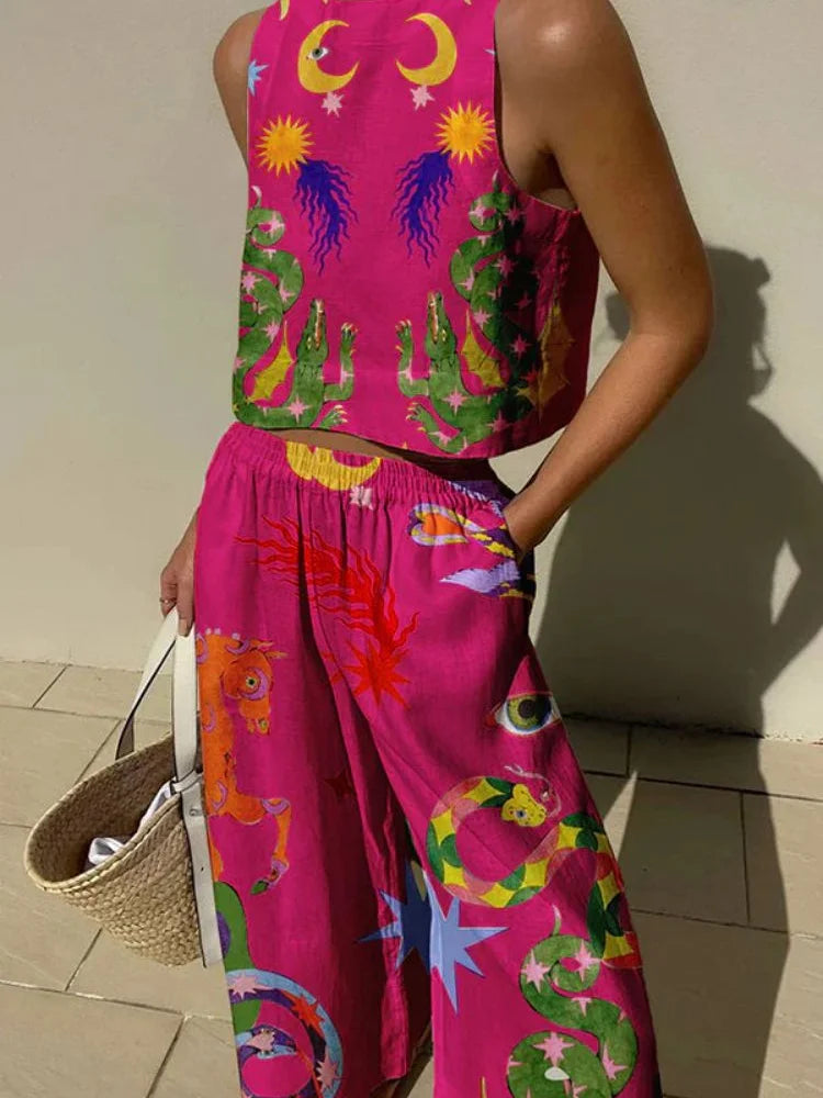 Marisol Bunte Baumwolle Damen-Set für sonnige Freizeitlooks