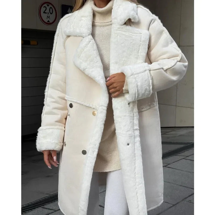Lina | Warmer Wintermantel aus weichem Kunstpelzstoff