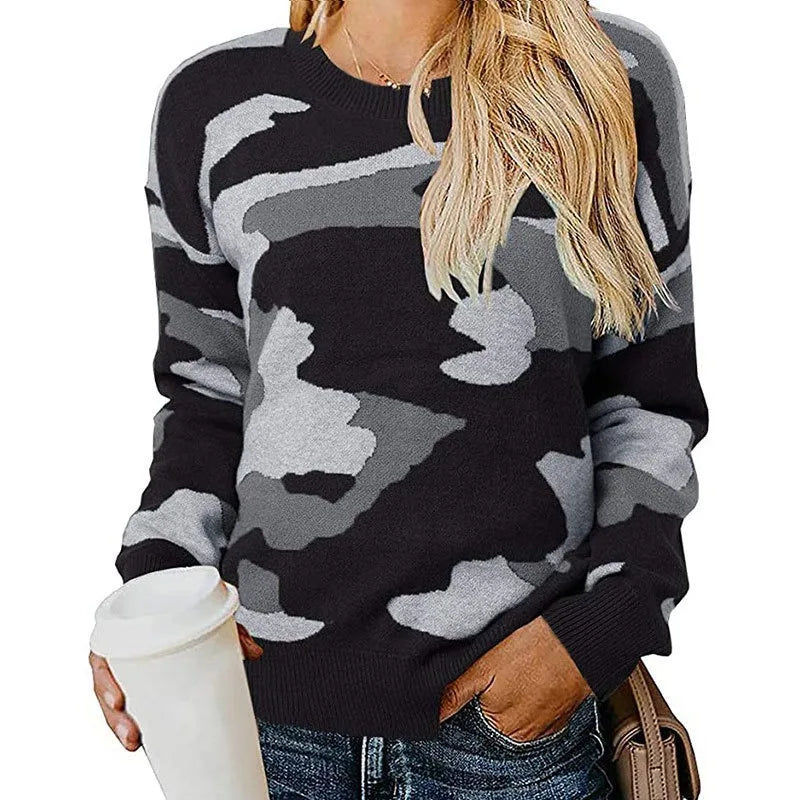 Le Clair | Camouflage-Strickpullover mit Leopardenmuster