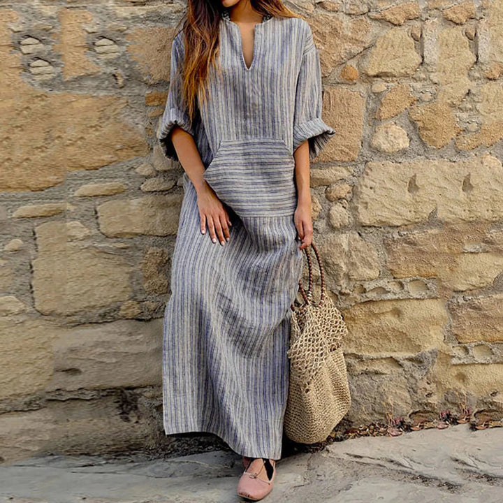 Sylvia | Gestreiftes Maxikleid im Retro-Look