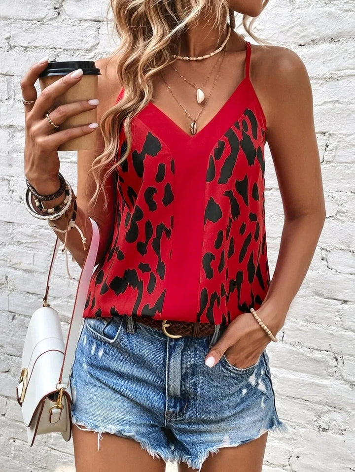 Emily | Spaghetti-Träger-Top mit Leopardenmuster