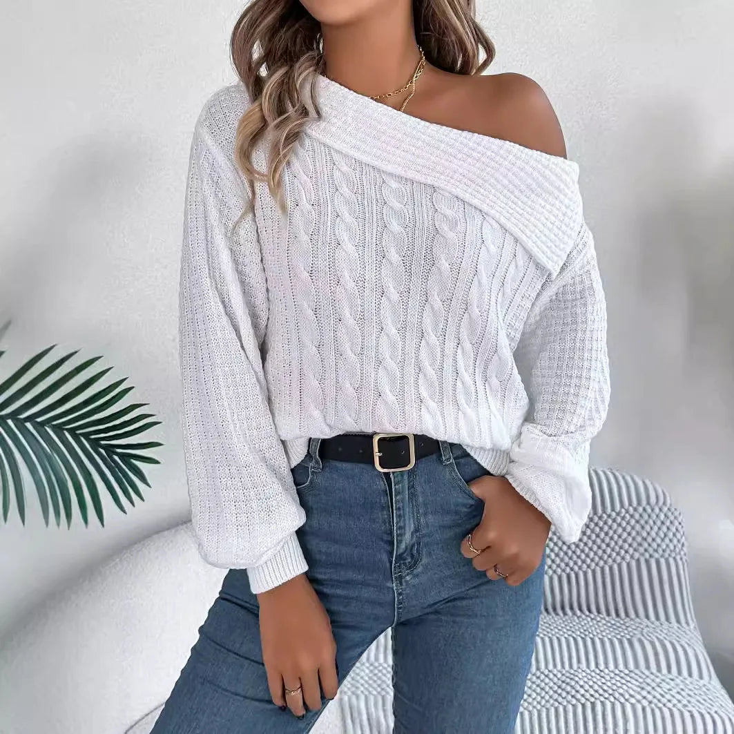 Maya | Schulterfreier Strickpullover im Modernen Stil