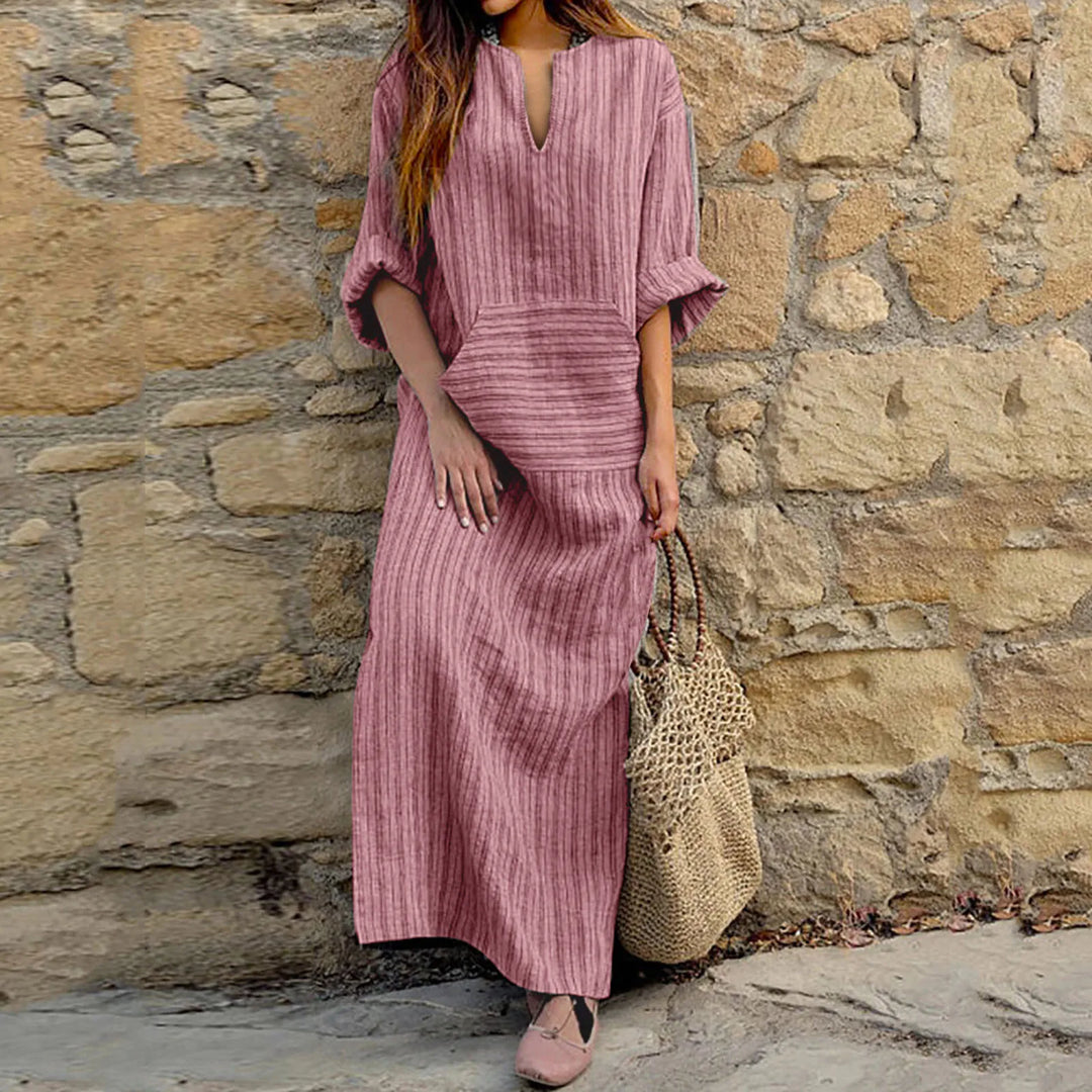 Sylvia | Gestreiftes Maxikleid im Retro-Look