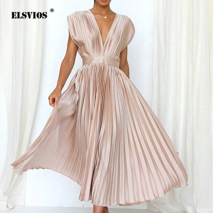 Hedwig | Ärmelloses Faltenkleid mit Reißverschluss für stilvolle Damen