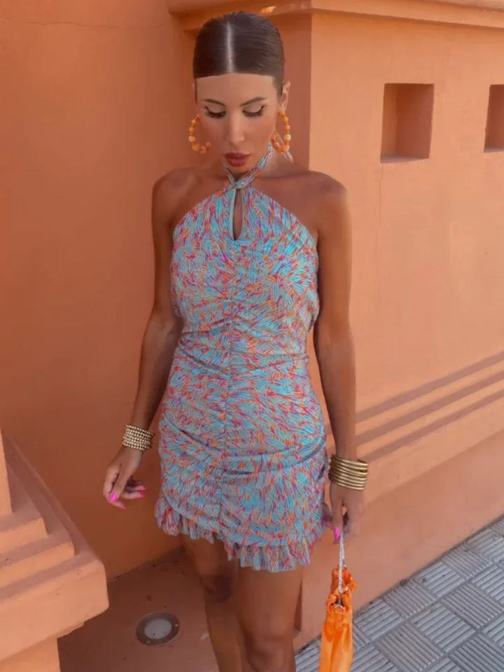 Carla | Ärmelloses Kleid mit trendigem Muster