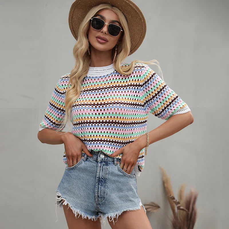 Chloe | Sommerliches Stricktop kurzarm