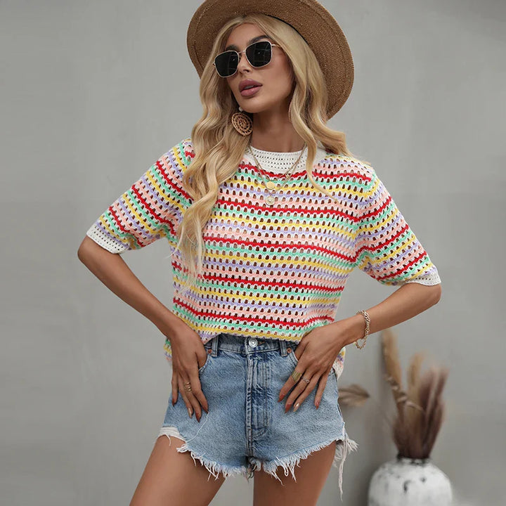 Chloe | Sommerliches Stricktop kurzarm