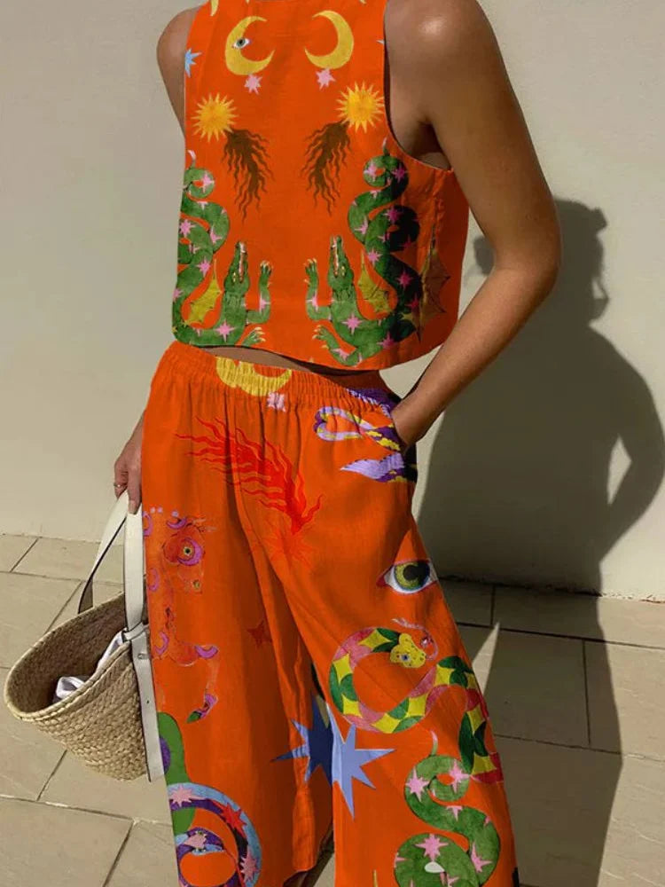 Marisol Bunte Baumwolle Damen-Set für sonnige Freizeitlooks