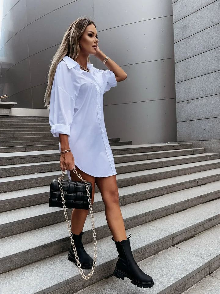Kharri | Weißes übergroßes Hemdkleid für den Sommer