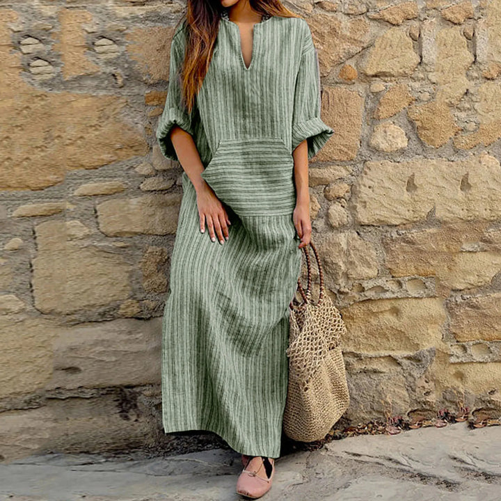 Sylvia | Gestreiftes Maxikleid im Retro-Look