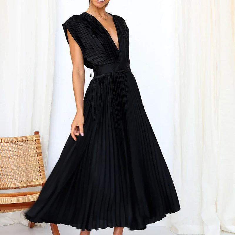 Hedwig | Ärmelloses Faltenkleid mit Reißverschluss für stilvolle Damen