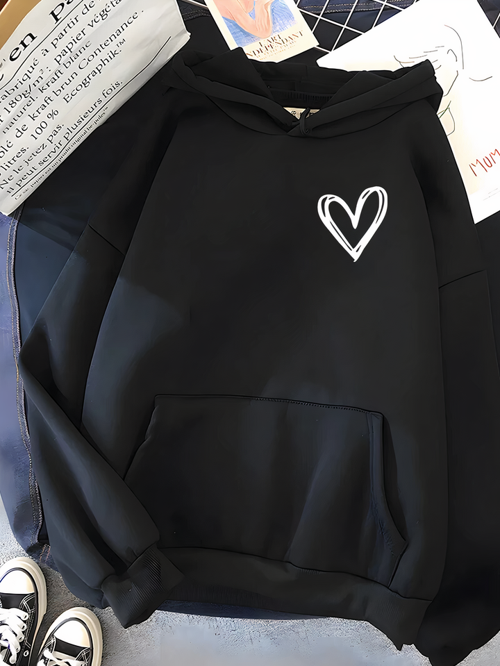 Helena | Damen Hoodie mit süßem Herzdruck & Kapuze