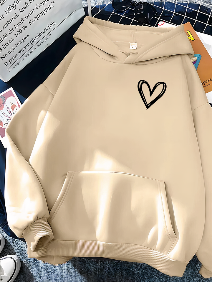 Helena | Damen Hoodie mit süßem Herzdruck & Kapuze
