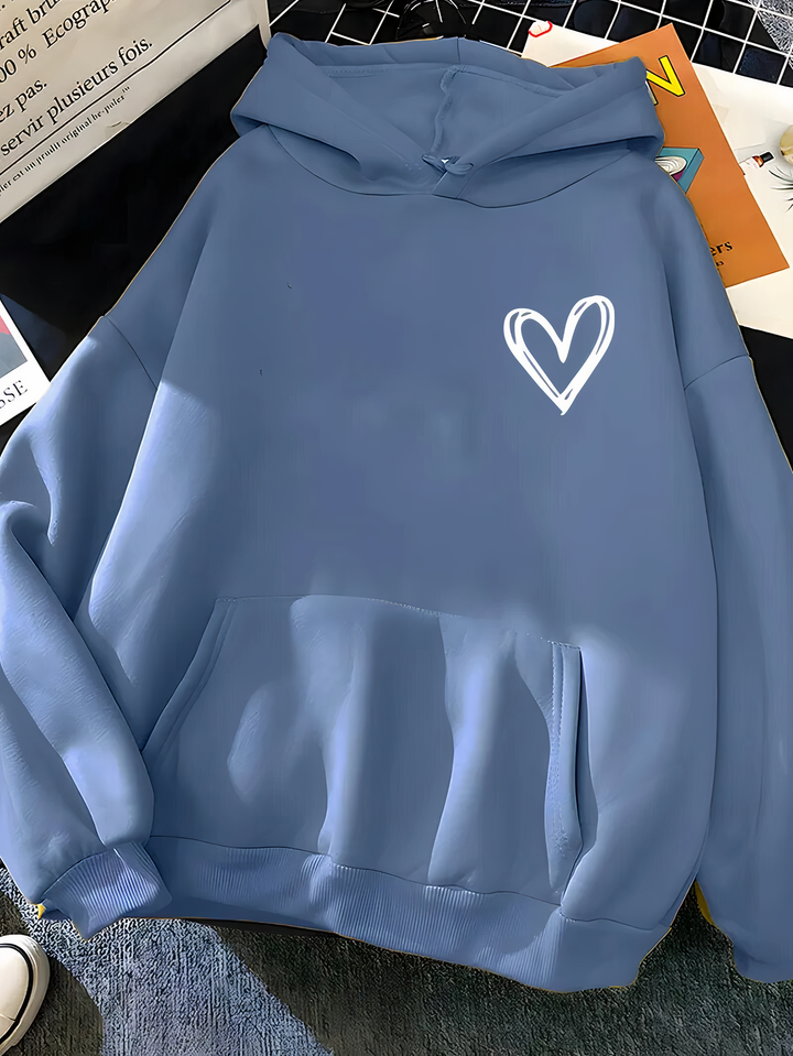 Helena | Damen Hoodie mit süßem Herzdruck & Kapuze