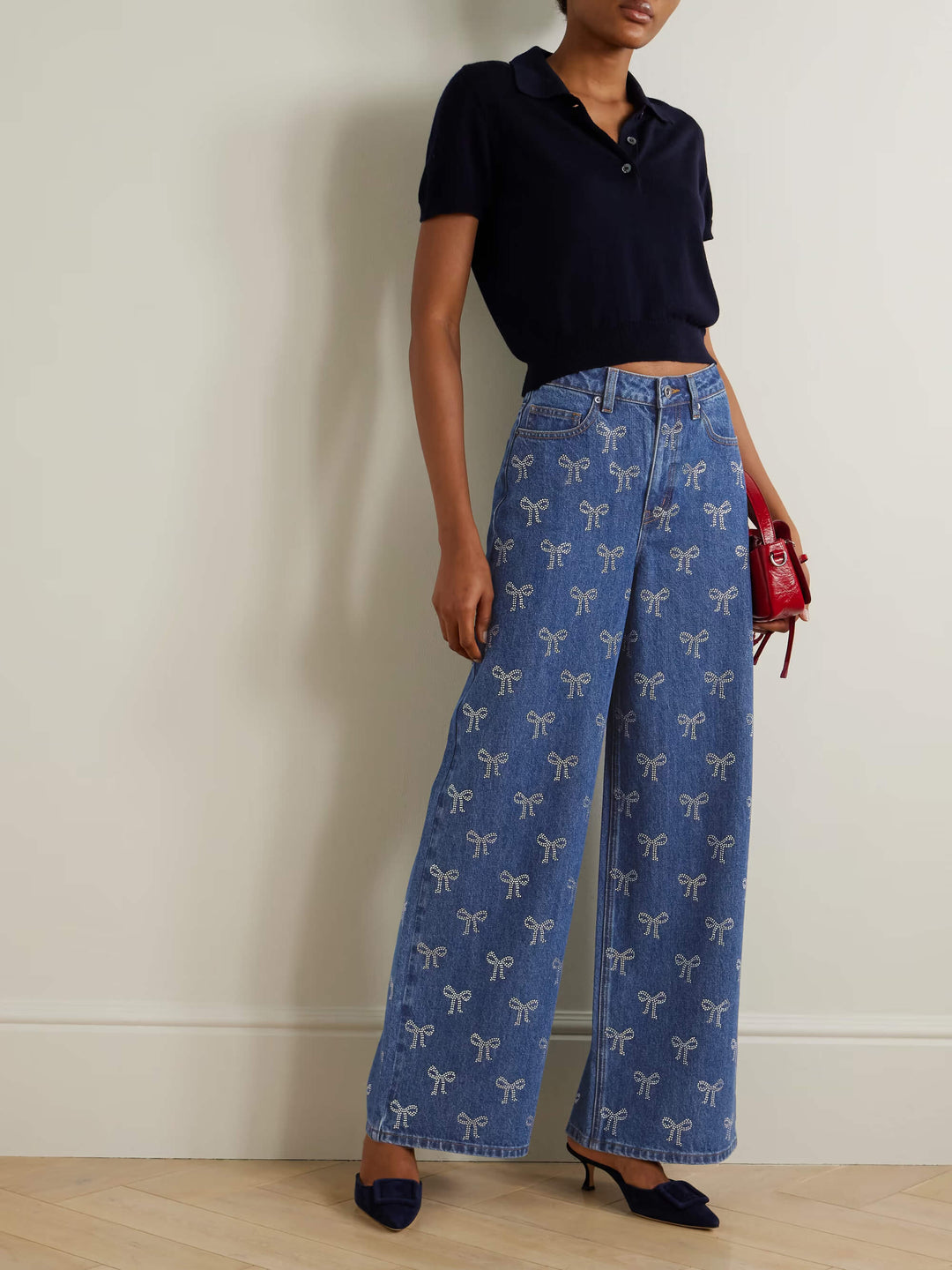 Melia | Komfortable Jeans mit elegantem Schleifenprint