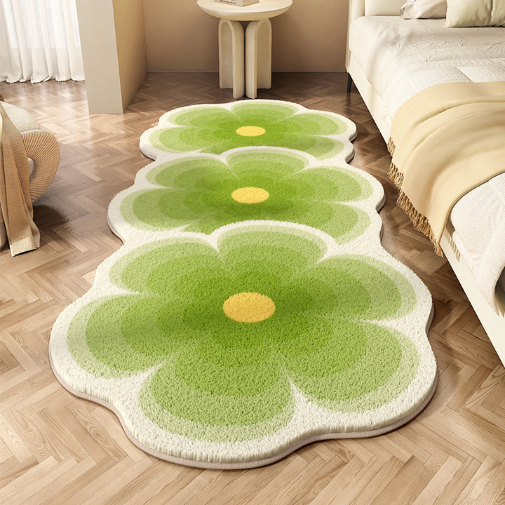 Floraler Fließteppich für Wohnzimmer mit modernem Design