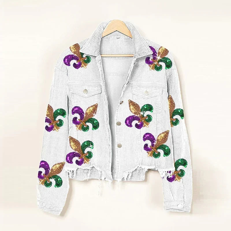 Royal Fleur | Modische abgeschnittene Cordjacke für Damen