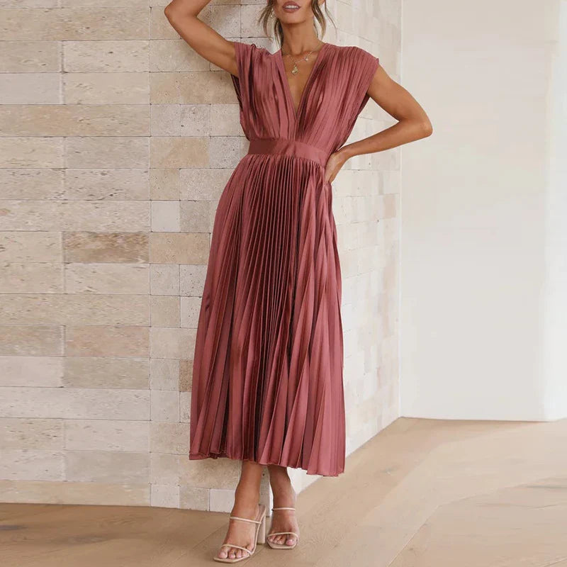 Hedwig | Ärmelloses Faltenkleid mit Reißverschluss für stilvolle Damen