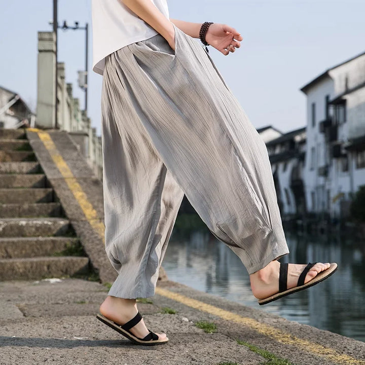 Zen Baggy Leinenhose mit weitem Schnitt für Damen