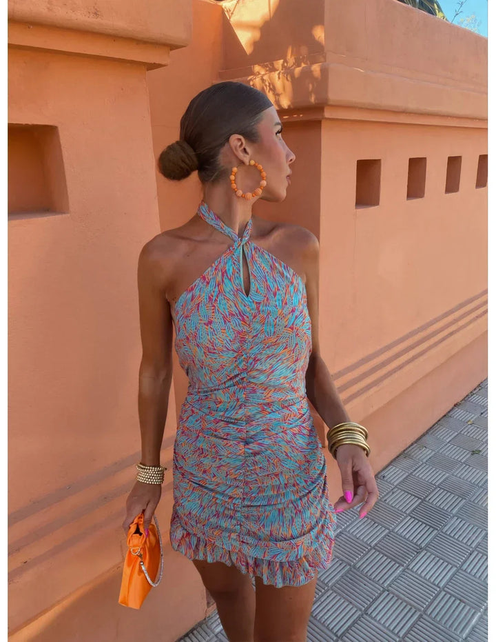 Carla | Ärmelloses Kleid mit trendigem Muster