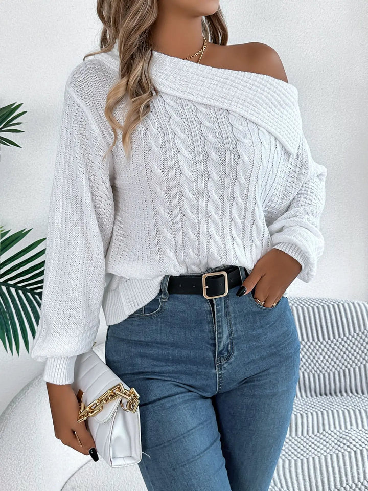 Maya | Schulterfreier Strickpullover im Modernen Stil