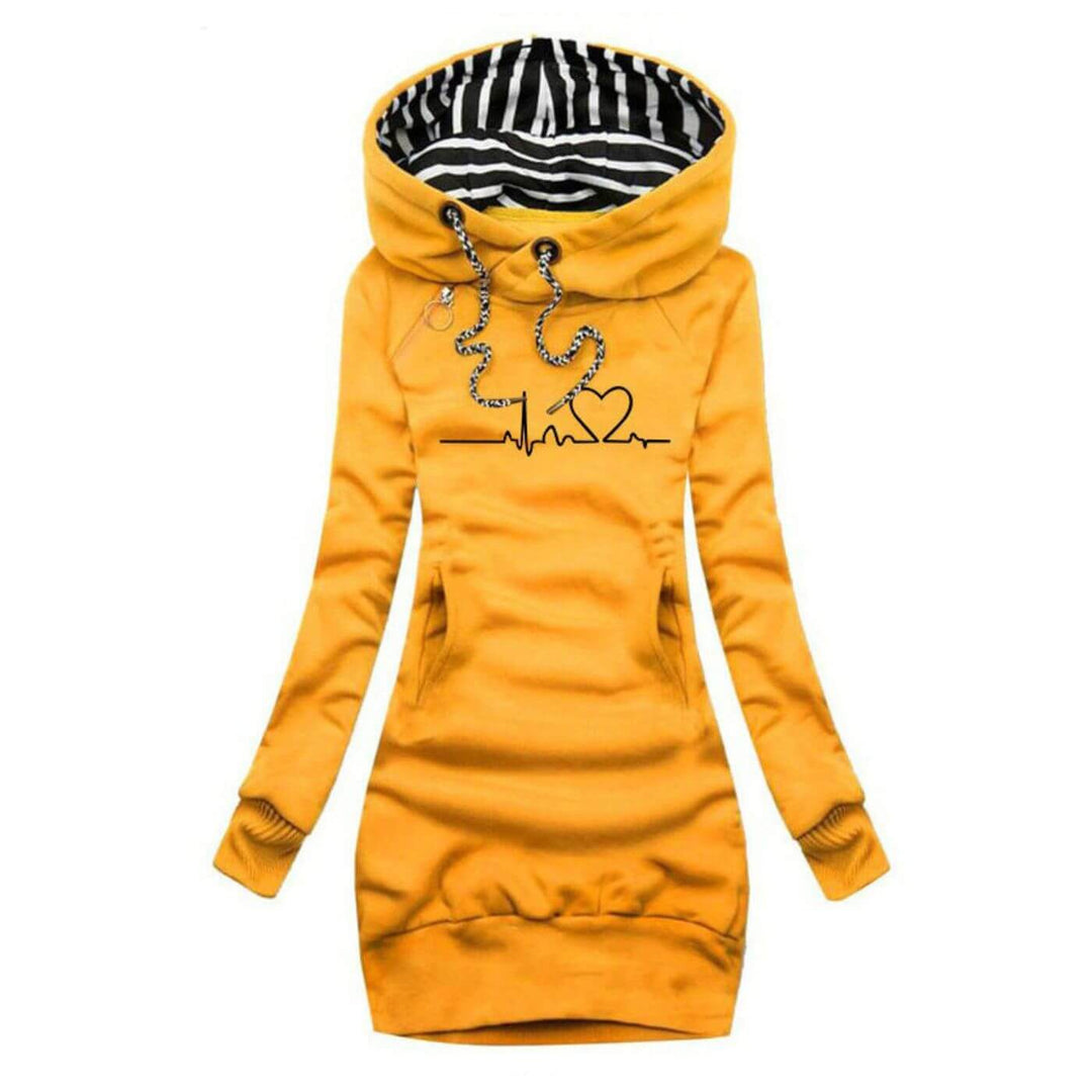 Salida | Kleid mit Kapuze und Herzklopfen-Druck