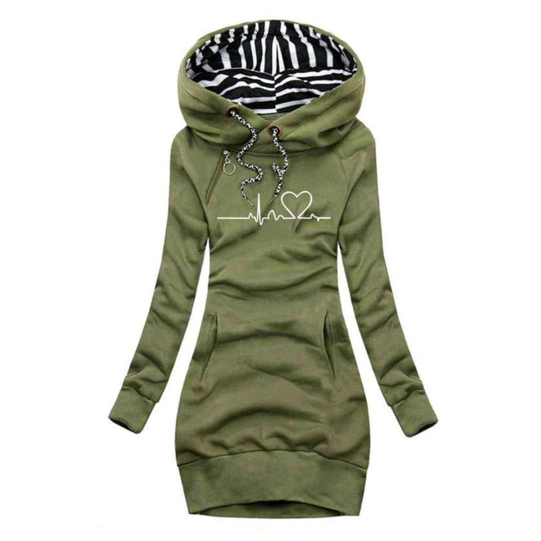 Salida | Kleid mit Kapuze und Herzklopfen-Druck